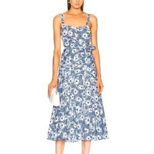 Veronica Beard Womens 4 Marena Floral Blue White Tie Knot Front Dress Buttons